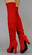 Rode Suède-Look Overknee Laarzen met Hak