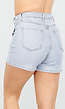 Lichtblauwe Stretch Denim Skort met Strassdetails op Zakken