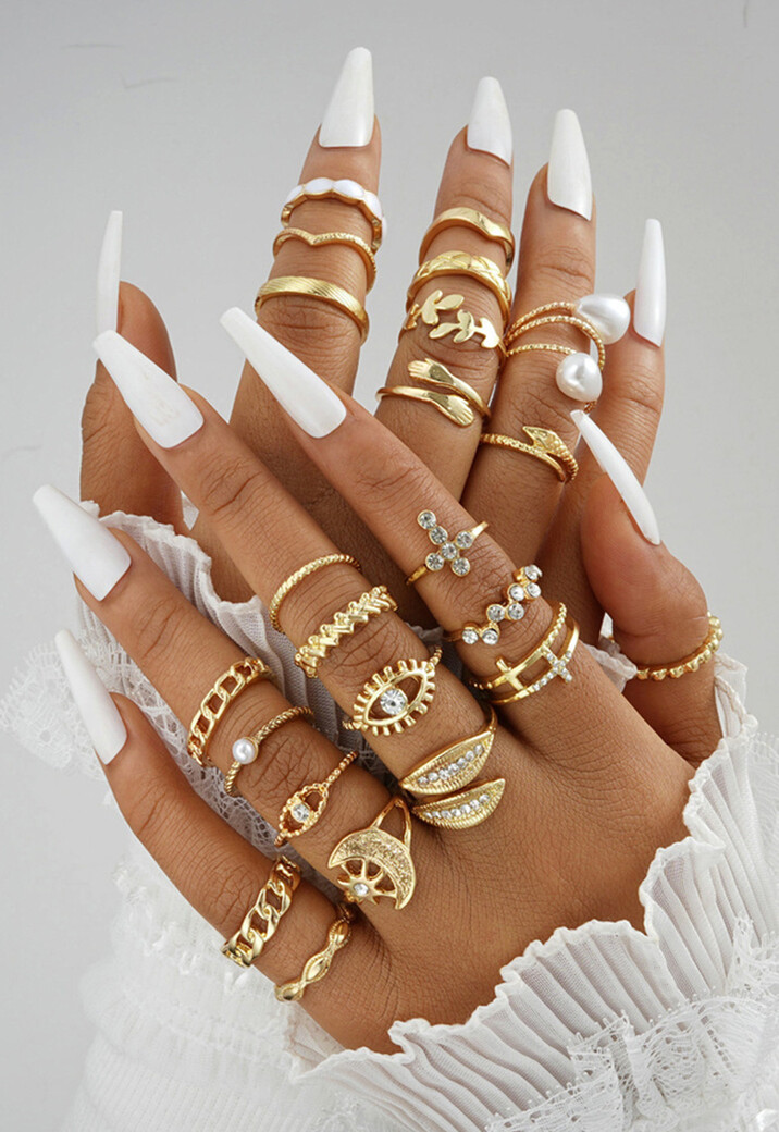 Diverse Verstelbare Goudkleurige Ringen Set