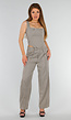 Tweedelige Geruite Stretch Set met Hoge Taille Broek en Korsettop met Baleinen