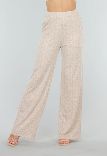 Beige Stretch Barokprint Broek