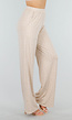 Beige Stretch Barokprint Broek met High Waist Fit