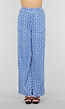Blauwe High Waist Stretch broek met Barokprint en Elastische Tailleband
