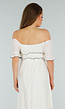 Witte Off Shoulder Maxi Jurk met Ruches en Elastische Tailleband