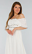 Witte Off Shoulder Maxi Jurk met Ruches en Elastische Tailleband