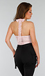 Roze Kanten Stretch Haltertop met Striksluiting