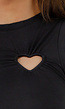 Zwarte Mouwloze Stretch Top met Hartvormige Cut Outs