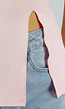 Roze Stretch Top met Split en Ronde Hals