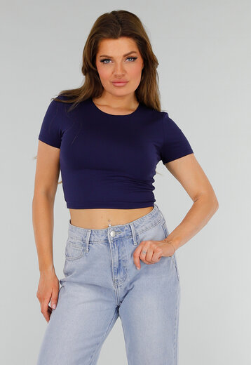 Donkerblauwe Cropped Top met Stretch