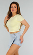 Butteryellow Stretch Cropped Top met Ronde Hals