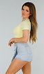Butteryellow Stretch Cropped Top met Ronde Hals