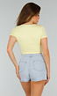 Butteryellow Stretch Cropped Top met Ronde Hals