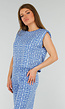 Blauwe Mouwloze Stretch Top met Schoudervullingen