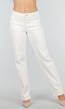 Beige Stretch Denim Jeans met Mid Waist en Rechte Pijpen