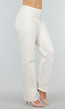 Beige Stretch Denim Jeans met Mid Waist en Rechte Pijpen