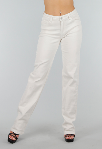 Creme Denim Tall Straight Jeans met Middelhoge Taille en Stretch