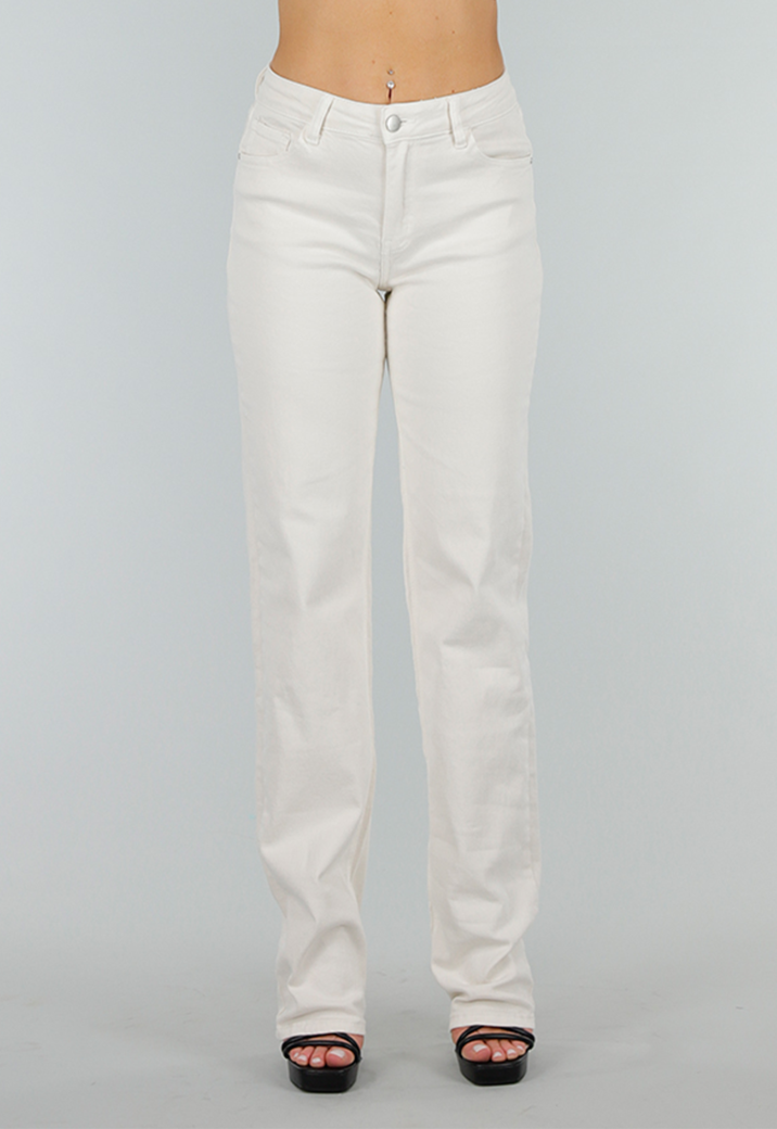 Offwhite Jeansbroek in Tall Fit met Stretch,  Straight Leg en Mid Waist