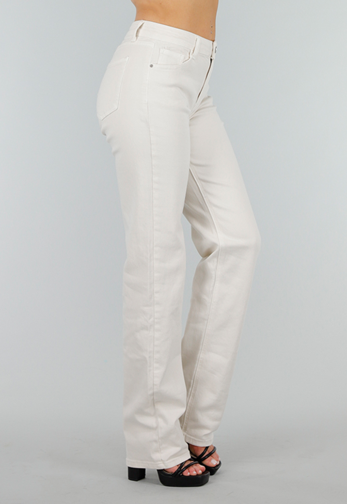 Offwhite Jeansbroek in Tall Fit met Stretch,  Straight Leg en Mid Waist