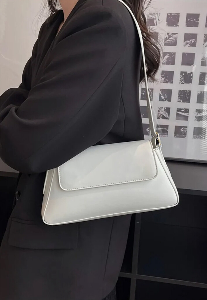 Witte Verstelbare Lederlook Schoudertas