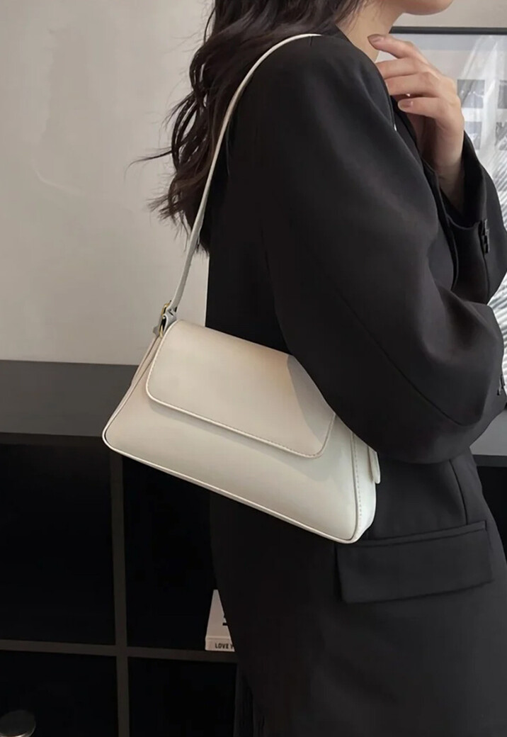 Witte Verstelbare Lederlook Schoudertas