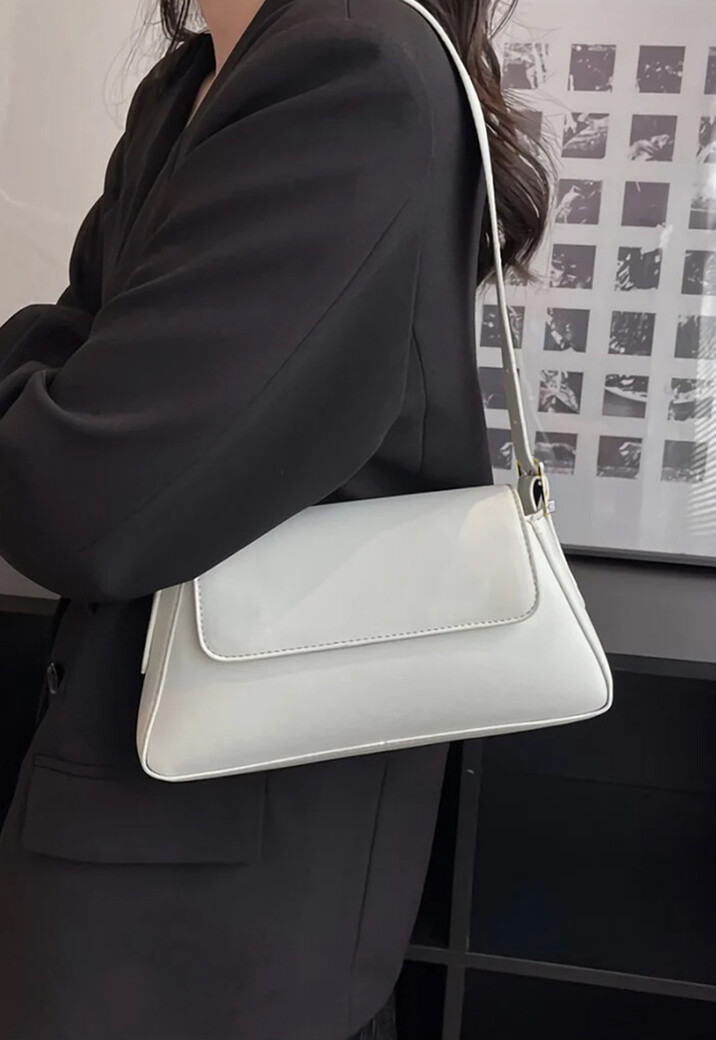 Witte Verstelbare Lederlook Schoudertas
