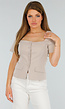Beige  Blazer Look Top met Binnen Voering