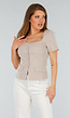 Beige Cropped fit  Blazer Look Top met Binnen Voering en Knoopsluiting
