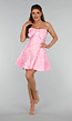 Elegante Roze Strapless Jurk met Strik