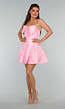 Elegante Roze Strapless Jurk met Strik