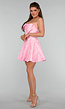 Elegante Roze Strapless Jurk met Strik