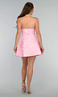 Elegante Roze Strapless Jurk met Strik