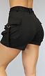 Elastische Cargo Short met Zilveren Details