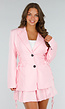 Lichtroze Two Piece Set met Getailleerde Blazer en Plooirok met Stretch
