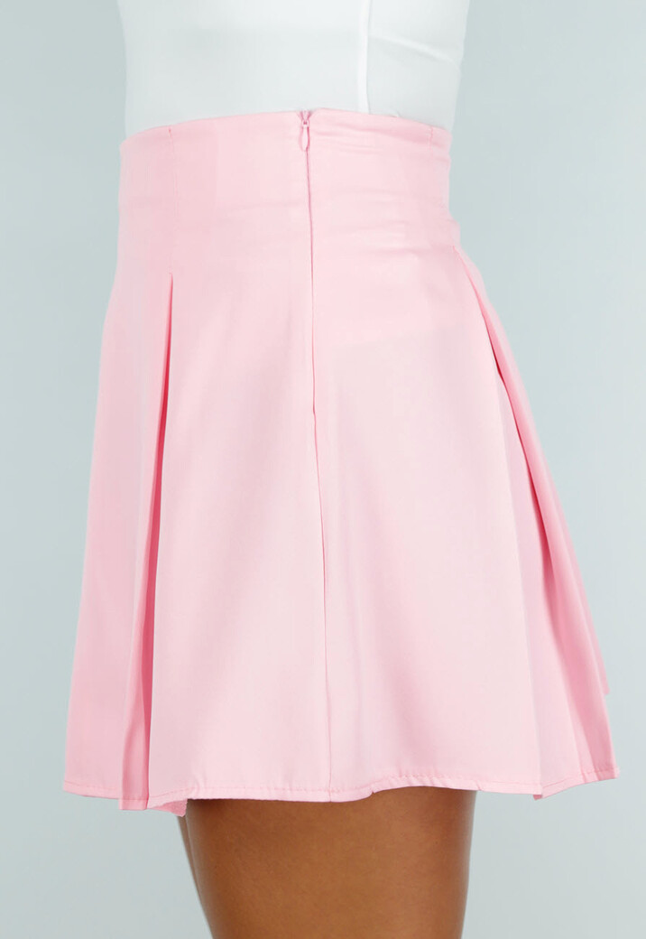 Lichtroze Two Piece Set met Getailleerde Blazer en Plooirok met Stretch