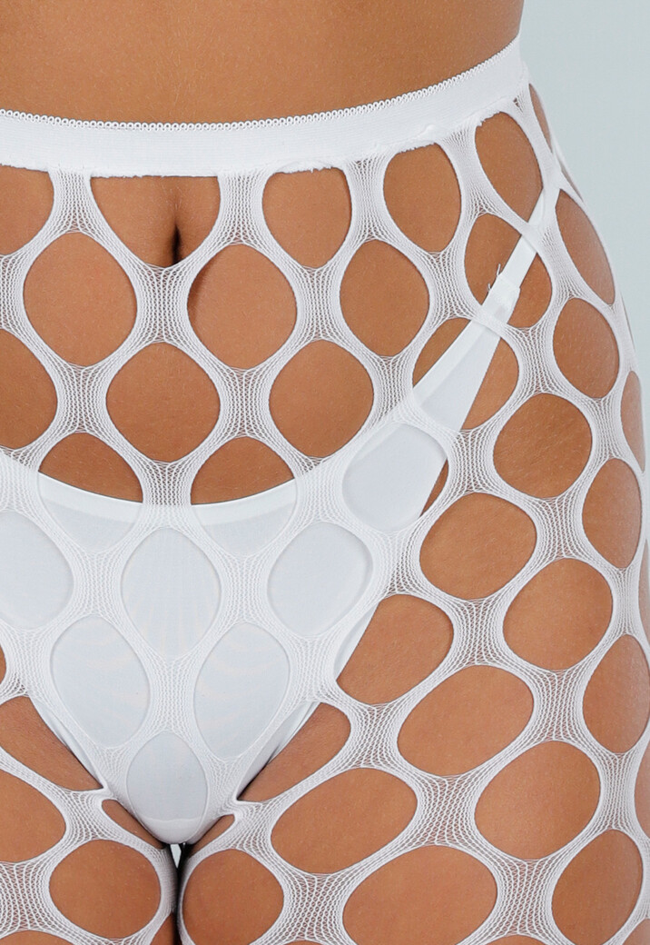 Witte Glow in the Dark Netpanty met Fishnet en Blauw Effect in het Donker