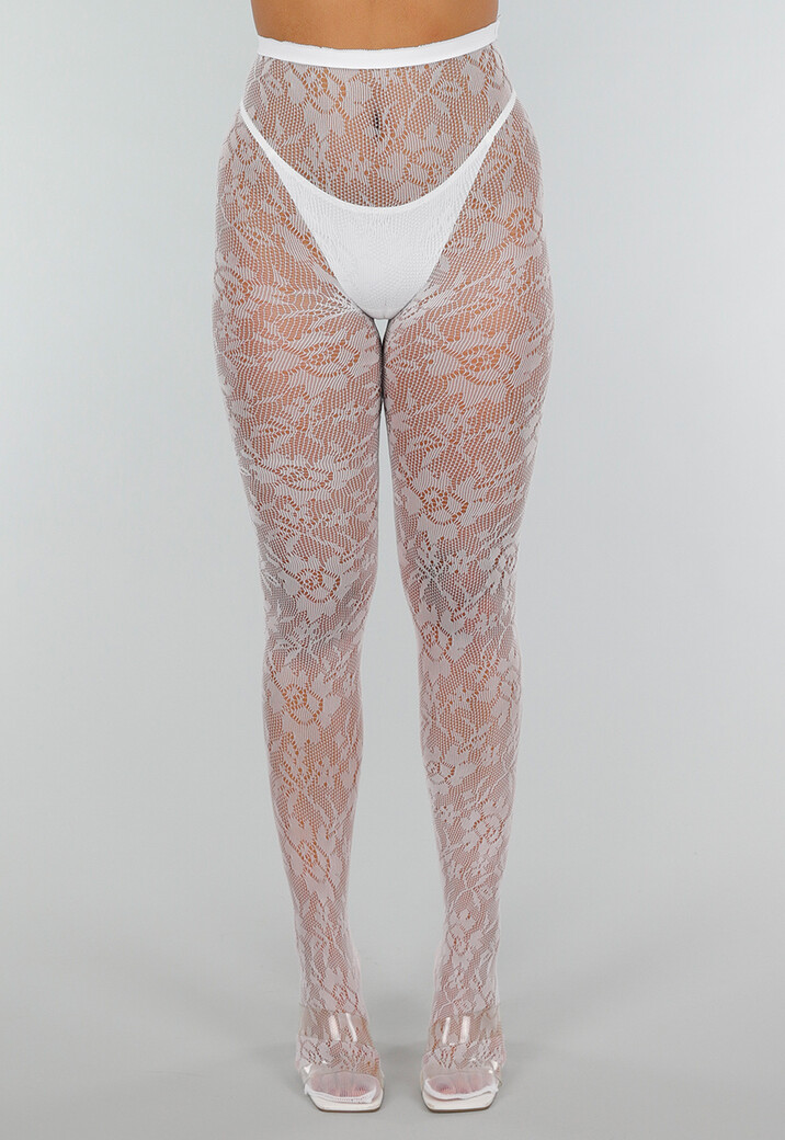 Kanten Glow in the Dark Panty met Bloemenmotief en Blauw Lichtgevend Effect