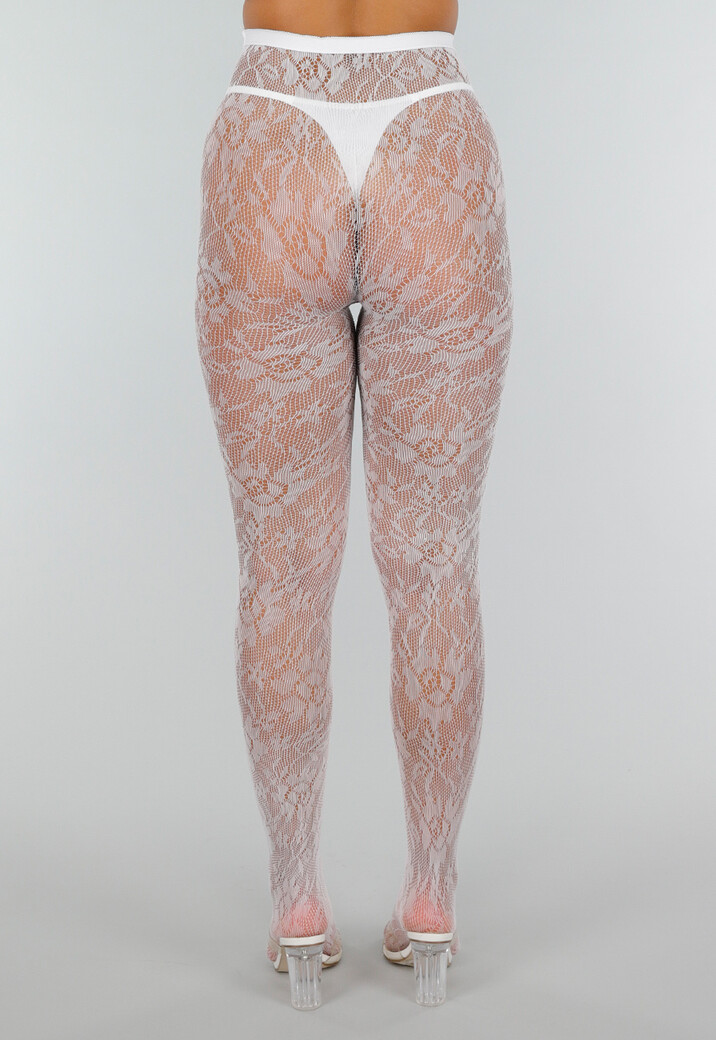 Kanten Glow in the Dark Panty met Bloemenmotief en Blauw Lichtgevend Effect