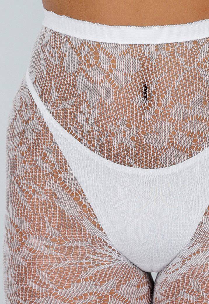 Kanten Glow in the Dark Panty met Bloemenmotief en Blauw Lichtgevend Effect