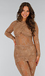 Bruine Kanten See Through Jumpsuit