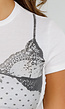 Witte Croptop met Zwarte Korsetprint  en Kantdetails