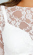 Witte Transparante Stretch Top met Lange Mouwen en Kant met Bloemenstructuur