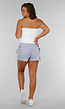 Witte Bandeau Top met Stretch en Geplooide Zijkanten