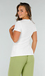 Wit Stretch T-Shirt met Zijsplit, Ronde Hals en Korte Mouwen
