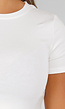 Wit Stretch T-Shirt met Zijsplit, Ronde Hals en Korte Mouwen