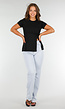Zwart Stretch T-Shirt met Slim Fit, Ronde Hals en Zijsplit