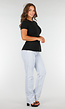 Zwart Stretch T-Shirt met Slim Fit, Ronde Hals en Zijsplit
