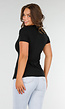 Zwart Stretch T-Shirt met Slim Fit, Ronde Hals en Zijsplit