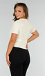 Beige Basic T-Shirt van Katoen met Stretch, Korte Mouwen en Losvallende Pasvorm