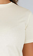 Beige Basic T-Shirt van Katoen met Stretch, Korte Mouwen en Losvallende Pasvorm