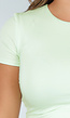 Lichtgroene Croptop met Dubbele Voering, Stretch en Slim Fit